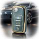 Чохол ключа Volkswagen зелений+золота окантовка (3 кнопки) TPU 96108 фото 2