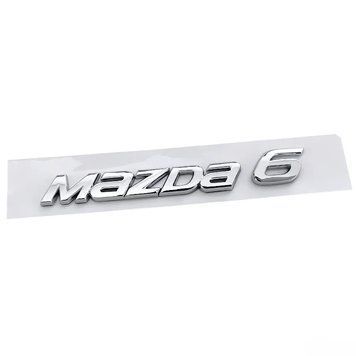 Емблема напис Mazda 6 хром (букви навскоси) пластик (на скотчі) 94791 фото