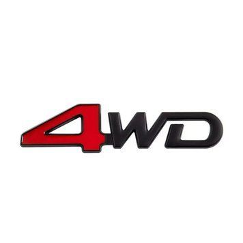 Емблема напис 4WD чорна+червоний 127&times;32мм метал (на скотчі) 95566 фото