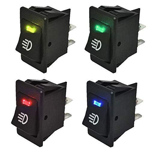 Кнопка Переключатель клавишный 12V (On/Off) 4 Контакта 20,2x34,2 мм Синяя Подсветка (Q3678) 66017 фото