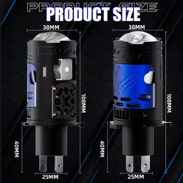 LED лампы автомобильные H4 Mini 120W 13000LM 6000K 4570+4570 Module 9-30V (Линзованные D37 мм С Обманкой Canbus) F90-Small 100320 фото