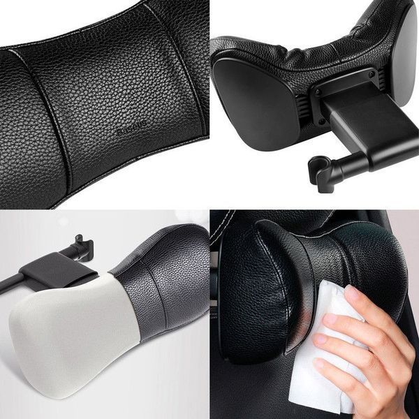 Подушка на підголовник Baseus First Class Car Headrest / Пінополіуретан екокожа / Чорна 1 шт (CRTZ01-01) 59166 фото