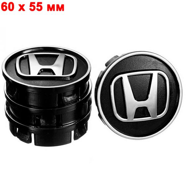 Колпачки на титаны Honda 60 x 55 мм обемный логотип Черные 4 шт 60421 фото