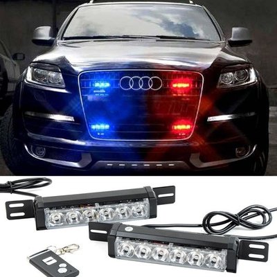 Страбоскоп Світлодіодний 12V DRL / 3W* 6LED / 12 Режимів / Пульт / Червоно-Синій-Жовтий (T1001-2) 52049 фото