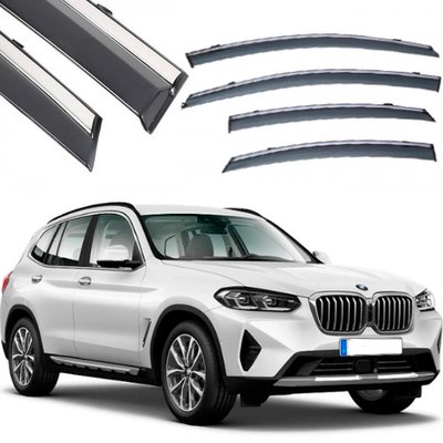 Дефлекторы окон ветровики Benke для BMW X3 E83 F25 2018-2021 Хром Молдинг Из Нержавеющей Стали 3D 62313 фото