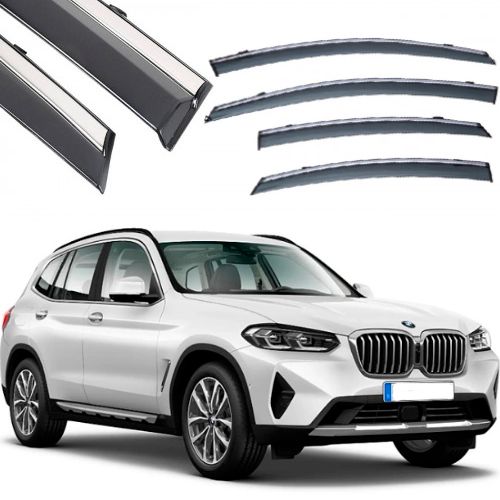 Дефлектори вікон вітровики Benke для BMW X3 E83 F25 2018-2021 Хром Молдинг З Нержавіючої Сталі 3D 62313 фото