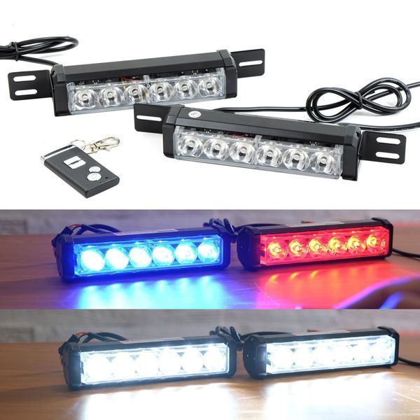 Стробоскоп Светодиодный 12V DRL / 3W* 6LED 2 Режимов С Пультом Красный-Синий-Белый (T1001-2) 52049 фото