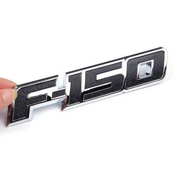 Эмблема надпись F150 для Ford черная Хром 200х40 мм пластик (на скотче) 95817 фото