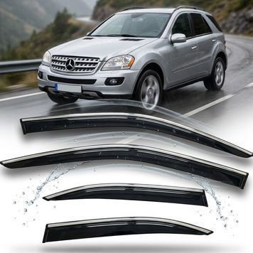 Дефлектори вікон вітровики Benke для Mercedes-Benz ML 350 W164 2005-2011 Молдинг Нержавіюча сталь 3D (BBZML0523-W/S) 101325 фото