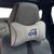 Подушка на підголівник з логотипом Volvo Екошкіра 3D Кольоровий лого Сірі-Сірий кант 1 шт 91603 фото