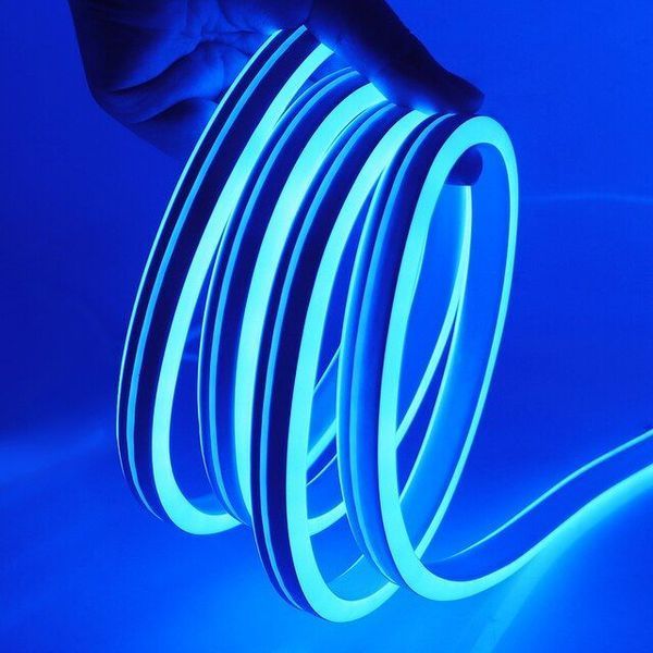 LED Лента гибкая cиликон 12v 50 см Синий Неон (боковое свечение 12 мм 6 мм) 56029 фото