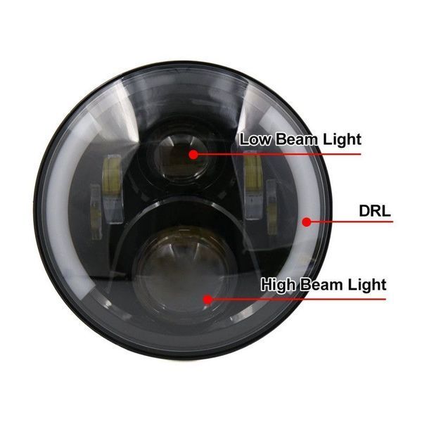 Додаткова LED фара 60 W 10-30V Bi-Led DRL фари 7 дюймів ДХО Ангельські очі 1 шт (3583) 53809 фото