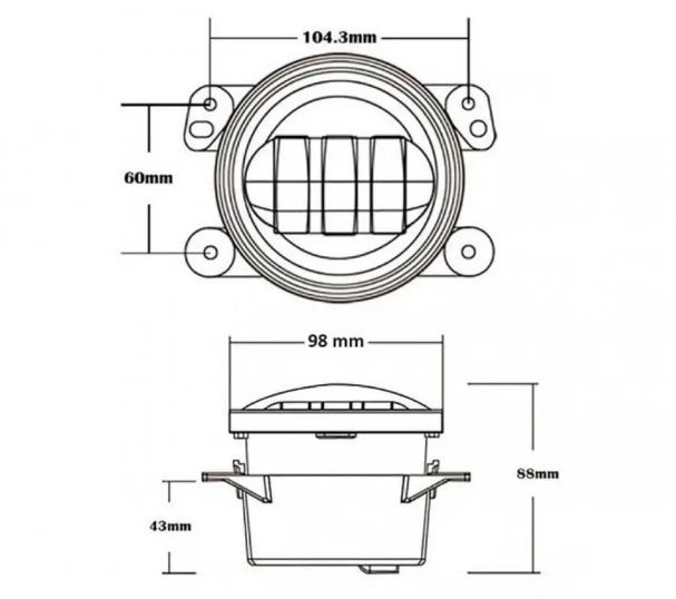 Противотуманные LED Фары круглые D101 mm / 12V / евро разъем / регулировка / Желтый и Белый свет / 2 шт 57199 фото