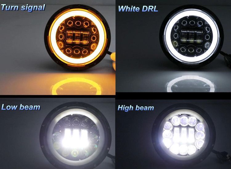 Додаткова LED фара 60 W 10-30V Bi-Led DRL фари 7 дюймів ДХО Ангельські очі 1 шт (3583) 53809 фото