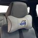 Подушка на підголівник з логотипом Volvo Екошкіра 3D Кольоровий лого Сірі-Сірий кант 1 шт 91603 фото 1