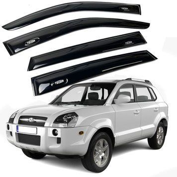 Дефлектори вікон вітровики Acrylic для Hyundai Tucson (JM) 2004-2010 Гнучкі 44603 фото