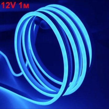 LED Лента гибкая cиликон 12v 1 м Синий Неон (боковое свечение 12 мм 6 мм) 56033 фото