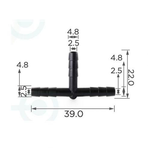 Соединитель для трубок тройник d4.7мм OEM 22207 (C405) 67619 фото