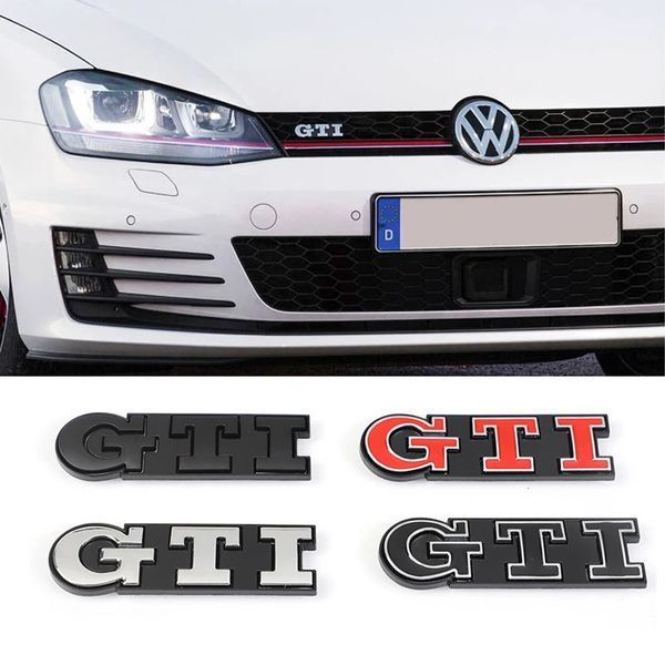 Емблема напис GTI у решітку 91х21мм Чорна+Червона окантовка метал (на кріпленнях) 90647 фото