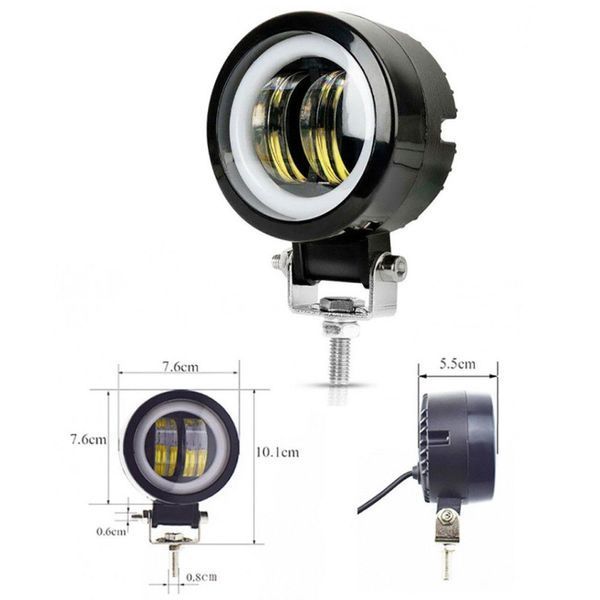 Світлодіодна додаткова LED фара / Далеке світло / Лінза з ДХО D-100мм / 10-30V / 20W / 7000K / 1 шт 53801 фото