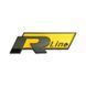 Эмблема надпись Rline для Volkswagen черная Желтый 78х26 металл (на скотче) 95741 фото
