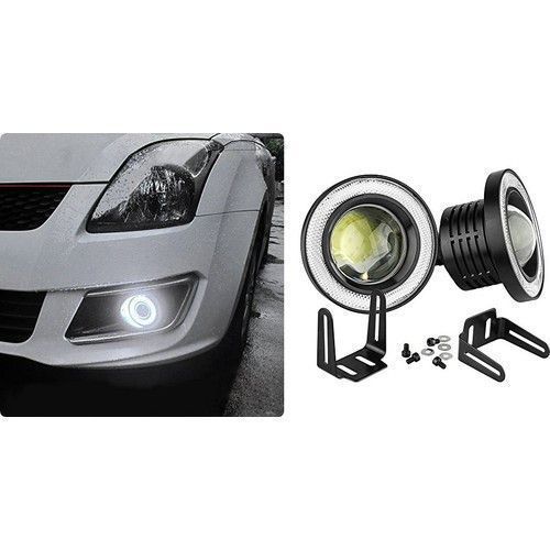 Противотуманные LED Фары круглые Линза с ДХО D89 мм 12V 10W 7000K Белый и Желтый Свет 2 шт (AG-2509 W+Y) 54953 фото