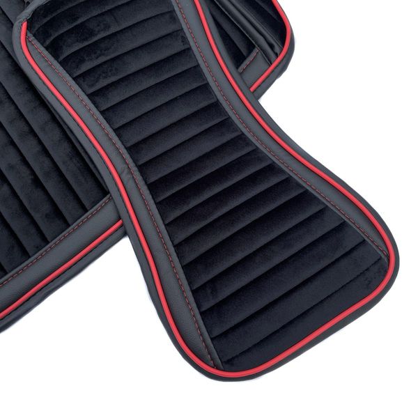 Накидки для сидений Алькантара Napoli Premium комплект Черный красный кант 32553 фото