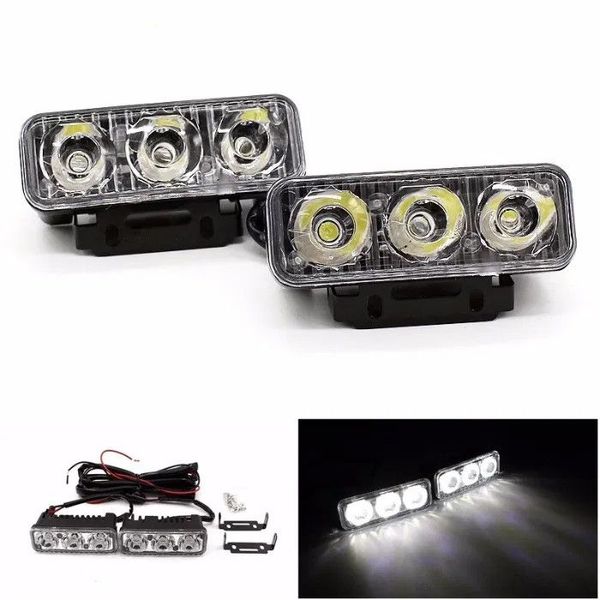 Дневные ходовые огни ДХО 85x30x35 мм /9W* 3LED / корпус метал / Белые 2 шт 46181 фото