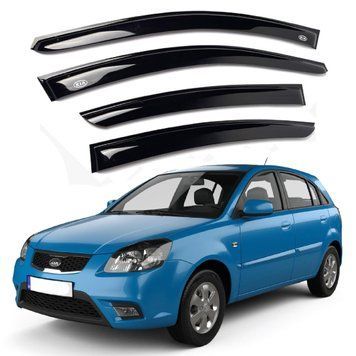 Дефлекторы окон ветровики для Kia Rio 2010-2017 Хечбек Скотч 3М (Voron Glass) VK11011 96485 фото