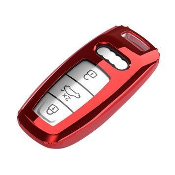 Чохол ключа №2 Audi червоний+хромована окантовка (3 кнопки) TPU 96075 фото