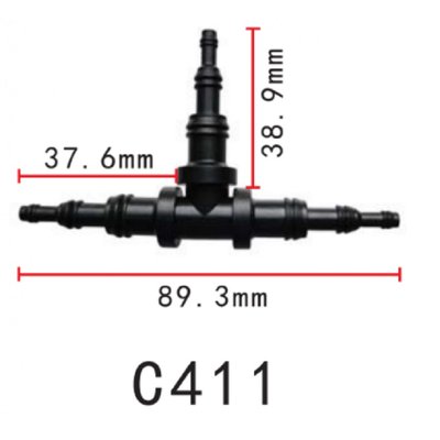 З’єднувач для трубок трійник d9.5 6.3 3.2мм OEM 22261 (C411) 67621 фото