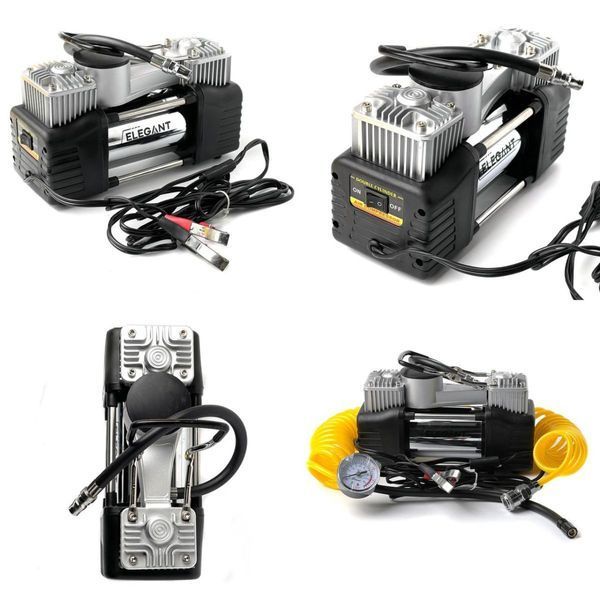 Компресор автомобільний двопоршневий Force MAX 12v 300вт 90л 10атм 14А з дефлятором (EL 100 090) SFC_39576 фото