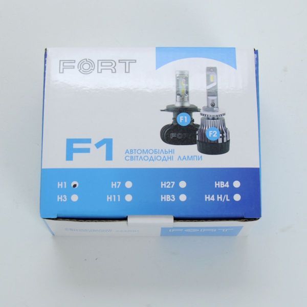 LED лампи автомобільні FORT F1 H1 радіатор 4000Lm/CSP Chip/28W/5000K/IP65/12-24V 2шт 45974 фото