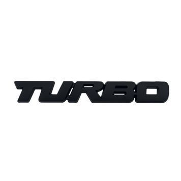 Емблема напис TURBO чорна 129х18мм метал (на скотчі) 95574 фото
