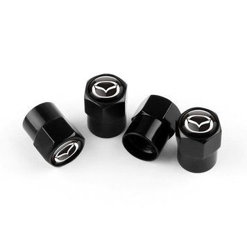 Колпак вентиля колеса Mazda 4 шт Тюнинг Черные 89059 фото