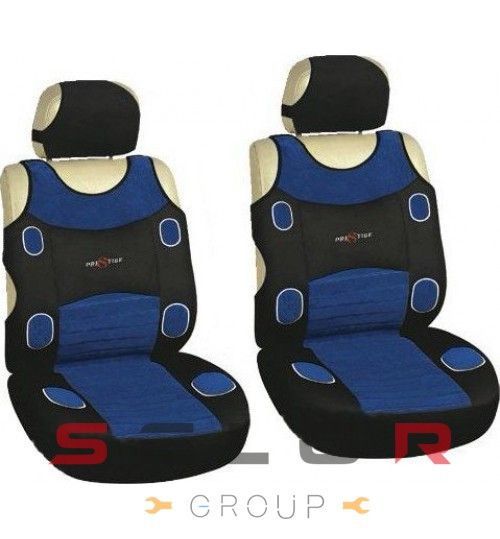 Авточехлы майки для передних сидений Prestige велюр полиэестер Черно-синие 2 шт 9697 фото
