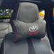 Подушка на підголівник з логотипом Toyota Екошкіра 3D Кольоровий лого Чорний-Коричневий кант 1 шт 91578 фото 1