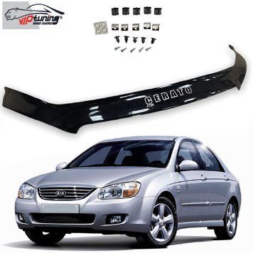 Дефлектор капоту мухобійка для Kia Cerato 2004-2008 Євро Кріплення (Vip Tuning) 2558 фото