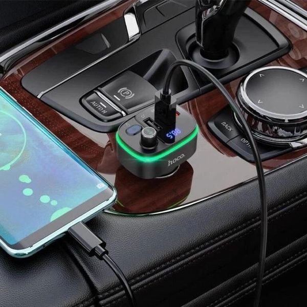 Автомобильный FM модулятор (трансмиттер) Hoco E62 2хUSB + Type-C FM 2/24V 101141 фото