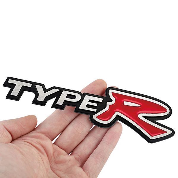 Емблема напис TypeR для Honda біла+червоний 159х41 мм метал (на скотчі) 95635 фото
