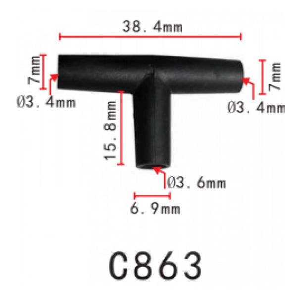 Соединитель для трубок тройник d7 7 6.9мм (22231) (C863) 68039 фото