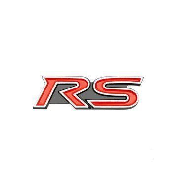 Емблема напис RS червона 79х24 мм метал (на скотчі) 95636 фото