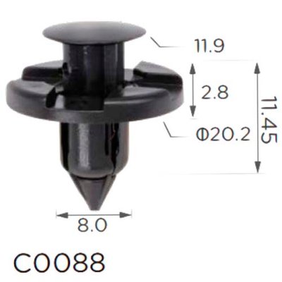 Кліпса кріплення Натискна Розпірна NISSAN HONDA MITSUBISHI (MR328954 91545SE000 01553-09321 0155309321 11395) C0088 67497 фото