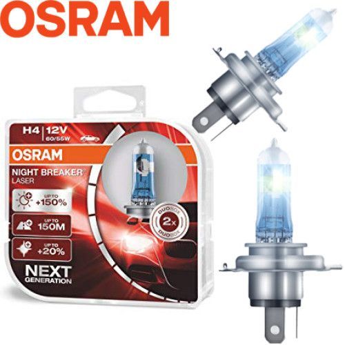 Автолампа галогенна Osram Night Breaker Laser +150% 12V H4 60/55W 2 шт Оригінал (64193 NL-ВОХ) 00000051776 фото