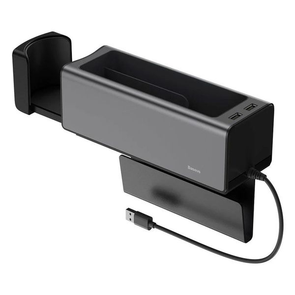 Подлокотник - Органайзер Baseus Deluxe / Подстаканник выдвижной / 2 USB / Черный (CRCWH-A01) 59145 фото