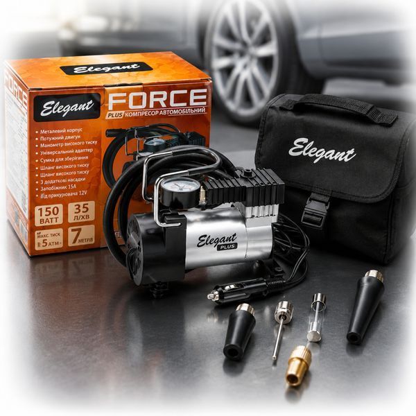 Компрессор автомобильный Force PLUS 12v 150вт 35л 7атм 14А (EL 100 020) 24471 фото