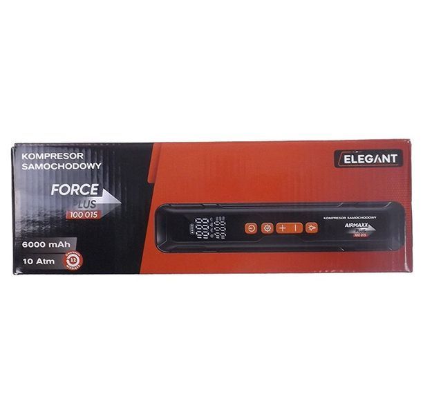 Автомобільний компресор Бездротовий Force PLUS Повербанк 12V 6000 mAh 10Атм 4-режиму LED USB 5V-2.4A (EL100 015) 87033 фото