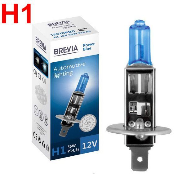 Автолампа галогенна Brevia Power Blue +60% 12V H1 55W 4200K 1 шт (12010PBC) 34818 фото