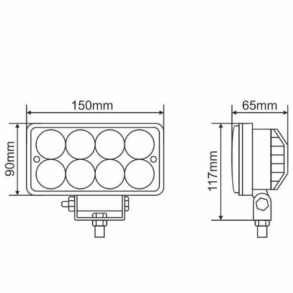 LED фара Brevia 10-30V 24W (8x3W) 1600Lm Spot Дальний свет Алюминиевый корпус (BOL0803L) 62372 фото