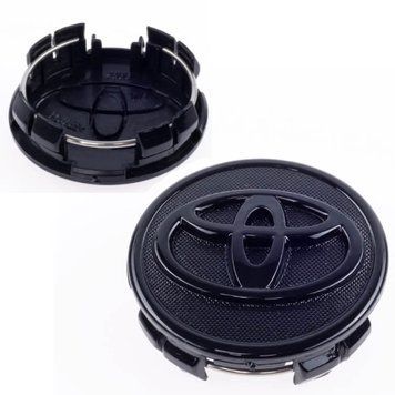 Ковпачки на литі диски Toyota 57 х 53 мм Чорний Антихром 1 шт (42603-02220, 42603-52110) 91320 фото